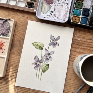 Eredeti akvarell  ibolya virág festmény - művészet - festmény - akvarell - Meska.hu