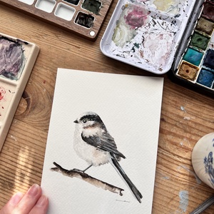 Eredeti akvarell őszapó madár festmény - művészet - festmény - akvarell - Meska.hu