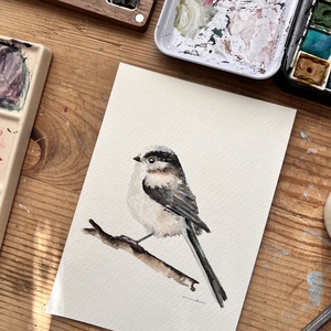 Eredeti akvarell őszapó madár festmény - művészet - festmény - akvarell - Meska.hu