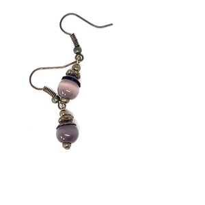 Lila opálos kézműves gyöngy lógós fülbevaló - Meska.hu