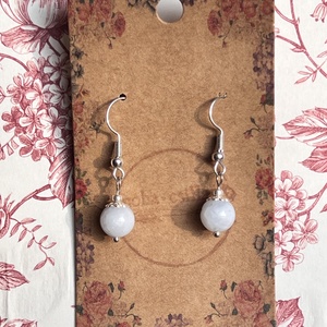 Akvamarin kézműves gyöngy lógós fülbevaló - ékszer - fülbevaló - lógó fülbevaló - Meska.hu