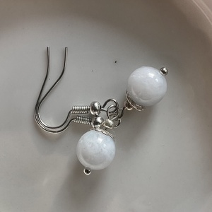 Akvamarin kézműves gyöngy lógós fülbevaló - ékszer - fülbevaló - lógó fülbevaló - Meska.hu