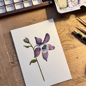 Eredeti akvarell lila virágos festmény - művészet - festmény - akvarell - Meska.hu