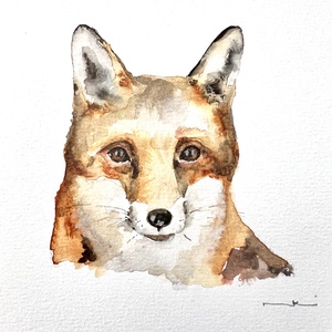 Eredeti akvarell róka festmény - művészet - festmény - akvarell - Meska.hu