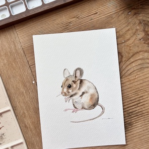 Eredeti akvarell egér festmény - művészet - festmény - akvarell - Meska.hu