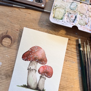 Eredeti akvarell gomba pár festmény - művészet - festmény - akvarell - Meska.hu