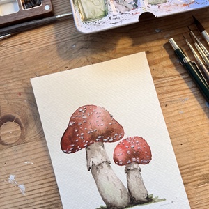 Eredeti akvarell gomba pár festmény - művészet - festmény - akvarell - Meska.hu