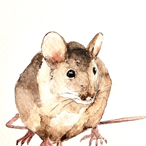 Eredeti akvarell egér festmény, Művészet, Festmény, Akvarell, Festészet, MESKA