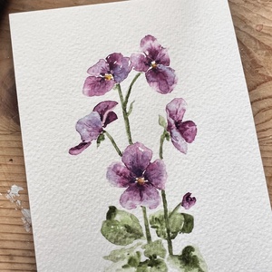 Eredeti akvarell árvácska virágos festmény - művészet - festmény - akvarell - Meska.hu