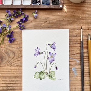 Eredeti akvarell ibolya virág festmény - művészet - festmény - akvarell - Meska.hu