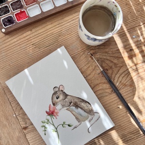 Eredeti akvarell festmény, egér virággal - művészet - festmény - akvarell - Meska.hu