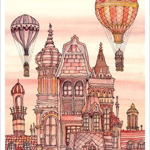 Budapest építése - számozott művészi nyomat, illusztráció, print saját grafikámról, A4 méretben - otthon & életmód - dekoráció - kép & falikép - kép & falikép - Meska.hu