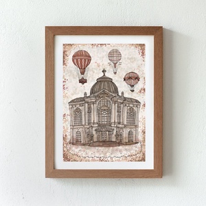 Vígszínház, számozott művészi nyomat, print, saját grafikámról, A5 méretben - művészet - Meska.hu