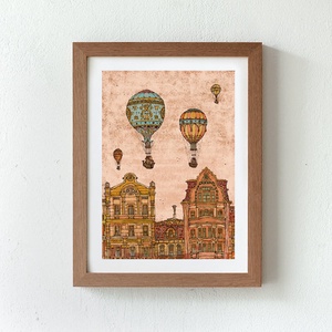 Léghajók a Fővámon - számozott művészi nyomat, print, saját grafikámról, A4 méretben - otthon & életmód - dekoráció - kép & falikép - kép & falikép - Meska.hu