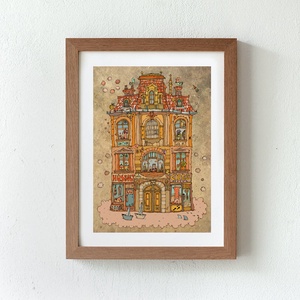 Madarak háza -  számozott művészi nyomat, print, saját grafikámról, A5 méretben - művészet - Meska.hu