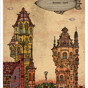 Budapest Tours -  számozott művészi nyomat, print, saját grafikámról, A4 méretben - otthon & életmód - dekoráció - kép & falikép - kép & falikép - Meska.hu