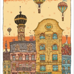 Kerék Bár - számozott művészi nyomat, print, saját grafikámról, A4 méretben - művészet - Meska.hu