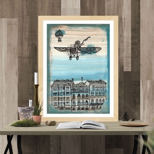 Repülő Budapest felett - számozott művészi nyomat, print, saját grafikámról, A4 méretben - művészet - grafika & illusztráció - egyéb rajzok - Meska.hu