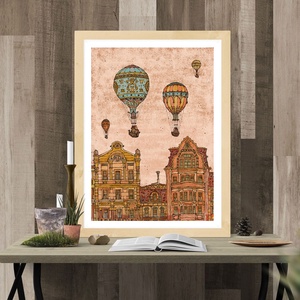 Léghajók a Fővámon - számozott művészi nyomat, print, saját grafikámról, A4 méretben - otthon & életmód - dekoráció - kép & falikép - kép & falikép - Meska.hu