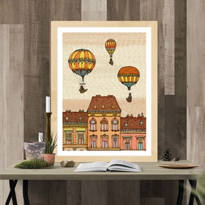 Léghajók Budapest felett - számozott művészi nyomat, print, saját grafikámról, A4 méretben - otthon & életmód - dekoráció - kép & falikép - kép & falikép - Meska.hu