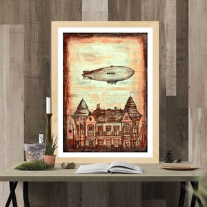 Zeppelin - számozott művészi nyomat, print, saját grafikámról, A4 - otthon & életmód - dekoráció - kép & falikép - kép & falikép - Meska.hu