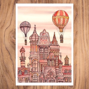 Budapest építése - számozott művészi nyomat, illusztráció, print saját grafikámról, A4 méretben, Otthon & Életmód, Dekoráció, Kép & Falikép, Művészi nyomat, Festészet, MESKA