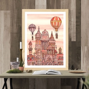 Budapest építése - számozott művészi nyomat, illusztráció, print saját grafikámról, A4 méretben - otthon & életmód - dekoráció - kép & falikép - kép & falikép - Meska.hu