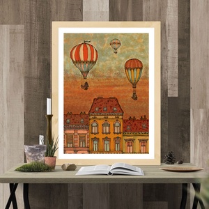 Léghajók Budapest felett -  számozott művészi nyomat, print, saját grafikámról, A4 méretben - otthon & életmód - dekoráció - kép & falikép - kép & falikép - Meska.hu