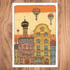 Kerék Bár - számozott művészi nyomat, print, saját grafikámról, A4 méretben - Meska.hu
