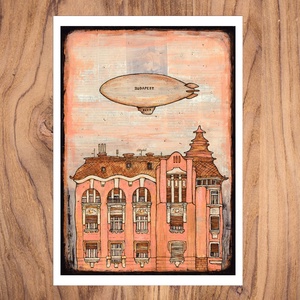 Zeppelin - számozott művészi nyomat, print, saját grafikámról, A4, Otthon & Életmód, Dekoráció, Kép & Falikép, Művészi nyomat, Festészet, MESKA
