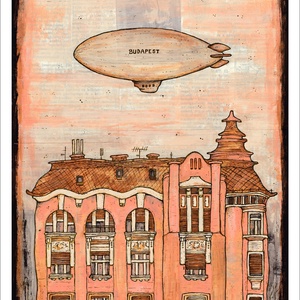 Zeppelin - számozott művészi nyomat, print, saját grafikámról, A4 - otthon & életmód - dekoráció - kép & falikép - kép & falikép - Meska.hu