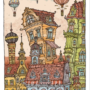 Budapest belváros - számozott művészi nyomat, print, saját grafikámról, A4 - művészet - grafika & illusztráció - digitális - Meska.hu