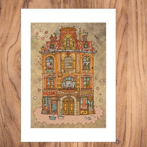 Madarak háza -  számozott művészi nyomat, print, saját grafikámról, A5 méretben - művészet - Meska.hu