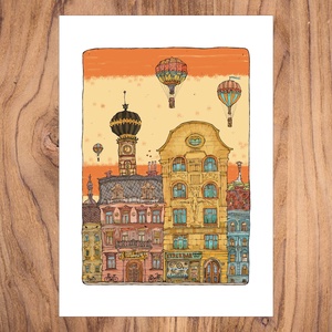 Kerék Bár - számozott művészi nyomat, print, saját grafikámról, A5 méretben - Meska.hu