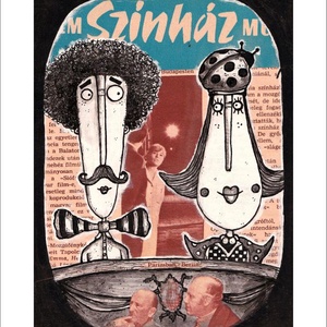 Egy páholyban, Illusztráció, számozott print, saját grafikámról, A5 - Meska.hu