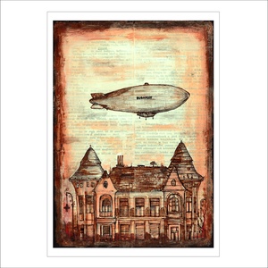 Zeppelin - számozott művészi nyomat, print, saját grafikámról, A4 - otthon & életmód - dekoráció - kép & falikép - kép & falikép - Meska.hu