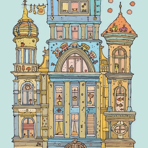 Halak háza - szignózott művészi nyomat, A4, Művészet, Grafika & Illusztráció, Művészi nyomat, , MESKA