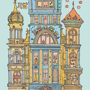 Halak háza - szignózott művészi nyomat, A4 - művészet - grafika & illusztráció - művészi nyomat - Meska.hu