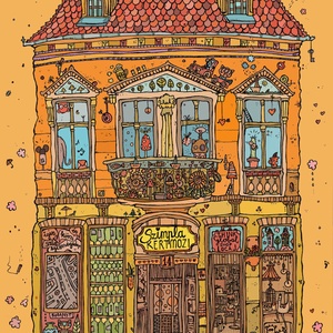 Szimpla kert - szignózott művészi nyomat, A4 - Meska.hu