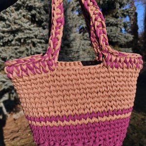 Jázmin mintás kosártáska, Táska & Tok, Kézitáska & válltáska, Kézitáska, Horgolás, MESKA