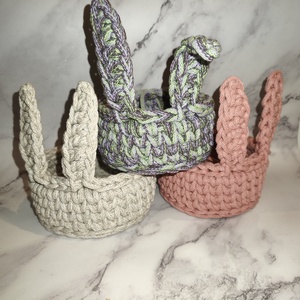 Horgolt nyuszis kosárka, Otthon & Életmód, Tárolás & Rendszerezés, Tárolókosár, Horgolás, MESKA