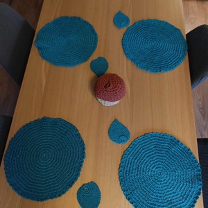 Horgolt tányér és poháralátét 4-4 db., Otthon & Életmód, Konyhafelszerelés, tálalás, Tálalás, Tányér- és poháralátét, Horgolás, MESKA