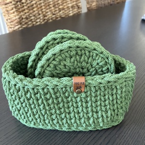 Horgolt poháralátét tartóval - Meska.hu