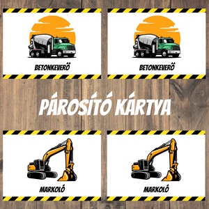 Munkagépes párosító kártya  - játék & sport - táblajáték és kártyajáték - kártya - Meska.hu