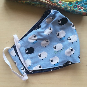 Bárányos maszk, nő gumis orrú arcmaszk, designer textil maszk - Meska.hu