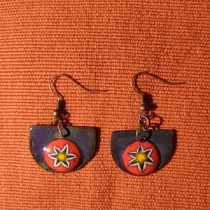 Tűzzománc fülbevaló, Ékszer, Fülbevaló, Lógó fülbevaló, Tűzzománc, Ékszerkészítés, MESKA