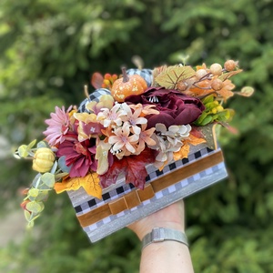 Őszi asztaldísz fa dobozban., Otthon & Életmód, Dekoráció, Ajtó- és ablak dekoráció, Ablakdísz, , MESKA