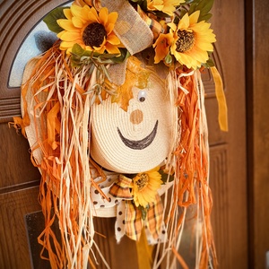 Szalmakalap őszi dekor - otthon & életmód - dekoráció - ajtó- és ablak dekoráció - ablakdísz - Meska.hu