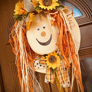 Szalmakalap őszi dekor - otthon & életmód - dekoráció - ajtó- és ablak dekoráció - ablakdísz - Meska.hu