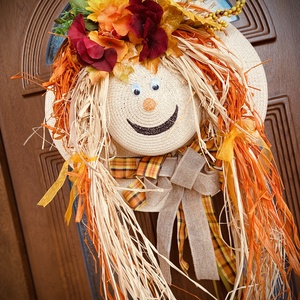 Kci Őszi szalmakalap dekor/ajtdísz - otthon & életmód - dekoráció - ajtó- és ablak dekoráció - ajtódísz & kopogtató - Meska.hu